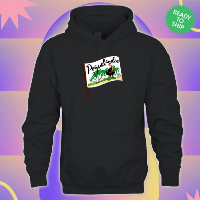 Official Poguelandia Flag With Chicken In Coconut Bra Tee Official Poguelandia Flag With Chicken In Coconut Bra Tee