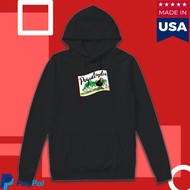 Official Poguelandia Flag With Chicken In Coconut Bra Tee Official Poguelandia Flag With Chicken In Coconut Bra Tee