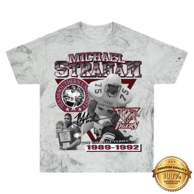 Official Black College Union Michael Strahan "The College Years" Homage Tee Shirt Texas Southern Smoke Official Black College Union Michael Strahan "The College Years" Homage Tee Shirt Texas Southern Smoke