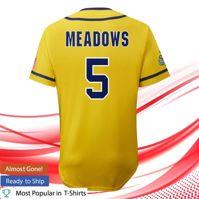 Official Savannah Bananas Merch Store Shop Savannah Bananas Bananas Dr Meadows #5 Evoshield Jersey Popover Shirt - Yellow SavannahBananas