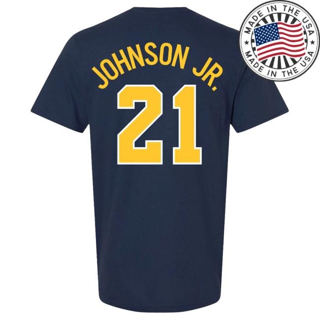 Michigan Wolverines Men's Basketball Student Athlete #21 Morez Johnson Jr. Shirt | The M Den Official Merch Store Shop