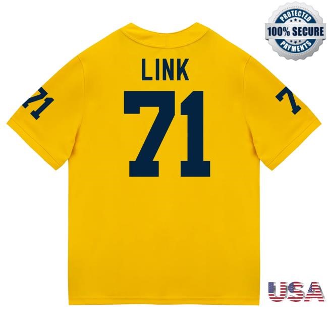 Michigan Wolverines #71 Evan Link Student Athlete Maize Football Jersey Top Shirt The M Den Shop