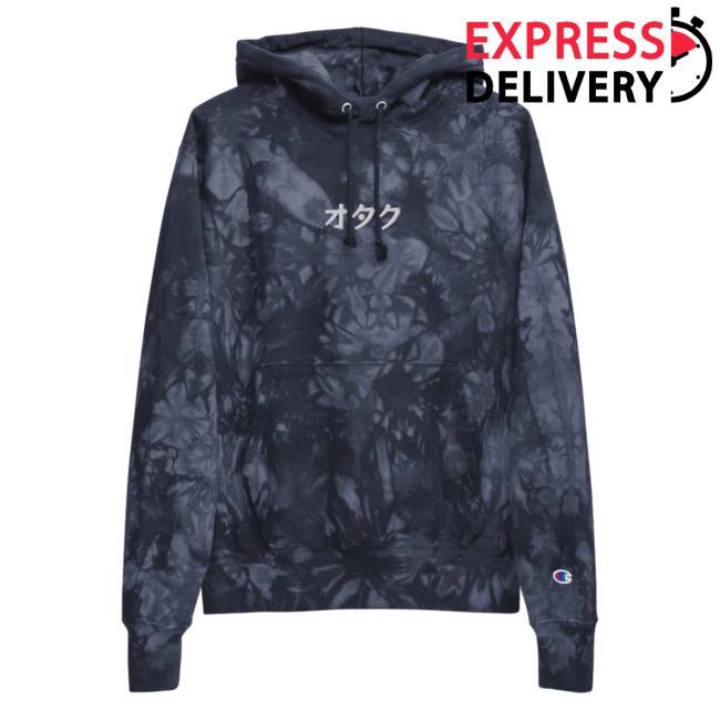 Yujin Clothing x Champion Otaku Tie Dye Pull Over Hoodie Navy Tie-Dye