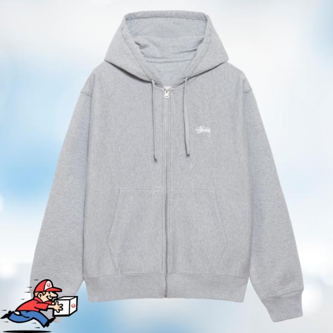 Stussy Clothing Store Shop Merch Stock Logo Zip Up Hoodies Grey Heather Apparel