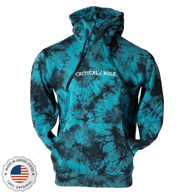 Official Critical Role Merch Store Critical Role Tie Dye Long Sleeve Top Shirt Teal, Gray, And Black Tie-Dye CriticalRole Shop