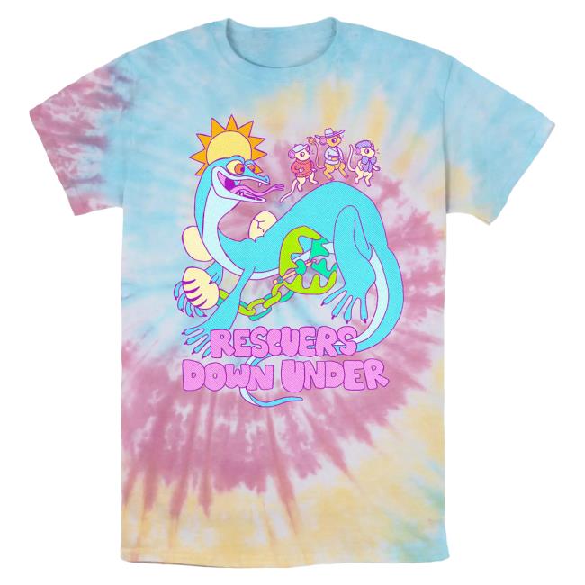 Official Kohls Apparel Clothing Store Shop Merch Licensed Character Disney's Rescuers Down Under Men's Joanna Stealing Tie Dye Graphic T-Shirts