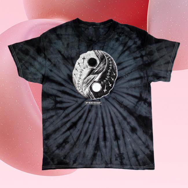 Official Any Means Necessary Clothing Tie Dye Yin Yang Tee Shirt Spider Black Tie-Dye