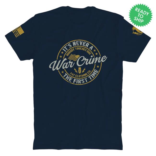 Official The Fat Electrician Merch Bunker Branding War Crime T Shirt Navy