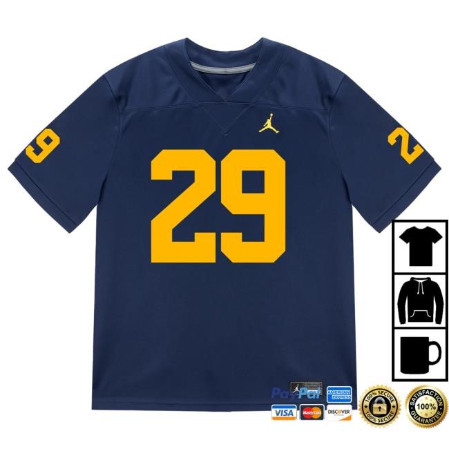 The M Den Michigan Wolverines #29 Chase Taylor Student Athlete Blue Football Jersey T Shirt