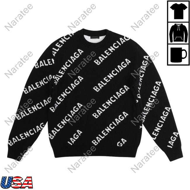 Official Saks Fifth Avenue Clothing Store Shop Balenciaga Allover Logo Black White AOP Shirt 3D All Over Print Saksfifthavenue