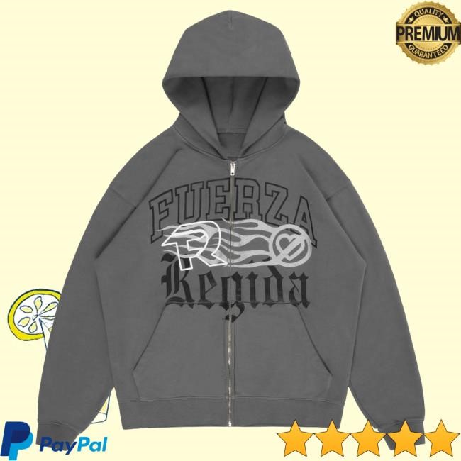 Official Fuerza Regida Merch Shop Fuerza Regida Coastal Outlaw - Zip Up Grey Attractive Hoodie