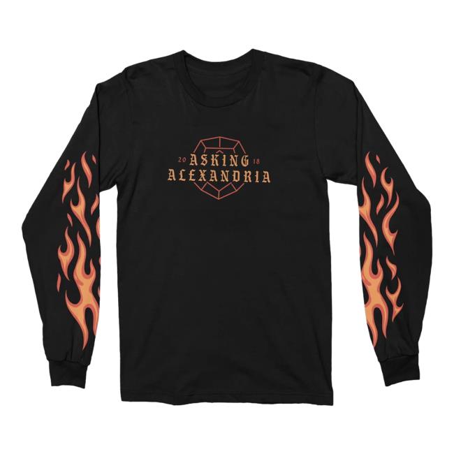 Official Asking Alexandria Flames Long Sleeve Tee Shirt