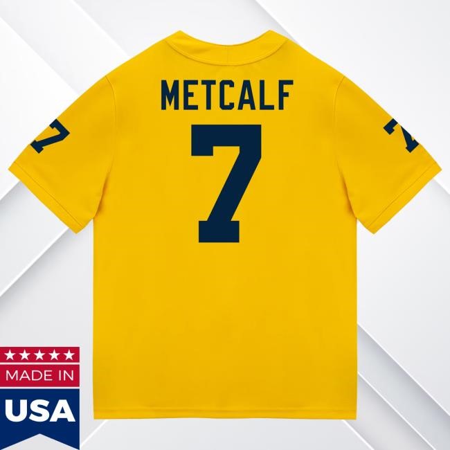 The M Den Michigan Wolverines #7 TJ Metcalf Student Athlete Maize Football Jersey New Shirt