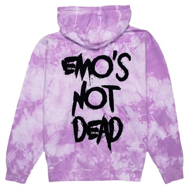 Official Emo's Not Dead Apparel Clothing Crystal Dye Popover Sweatshirt Lavender Emos Not Dead Merch