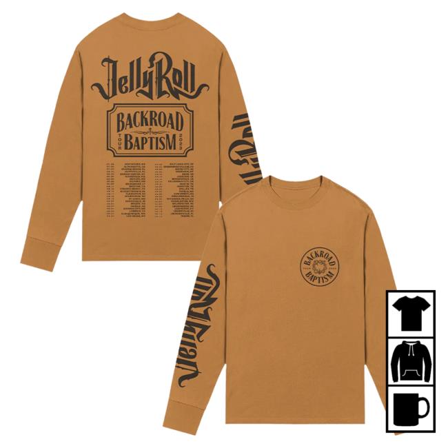 Official Jelly Roll Apparel Clothing Shop Merch JellyRoll Backroad Baptism Long Sleeve Jellyroll615 Store