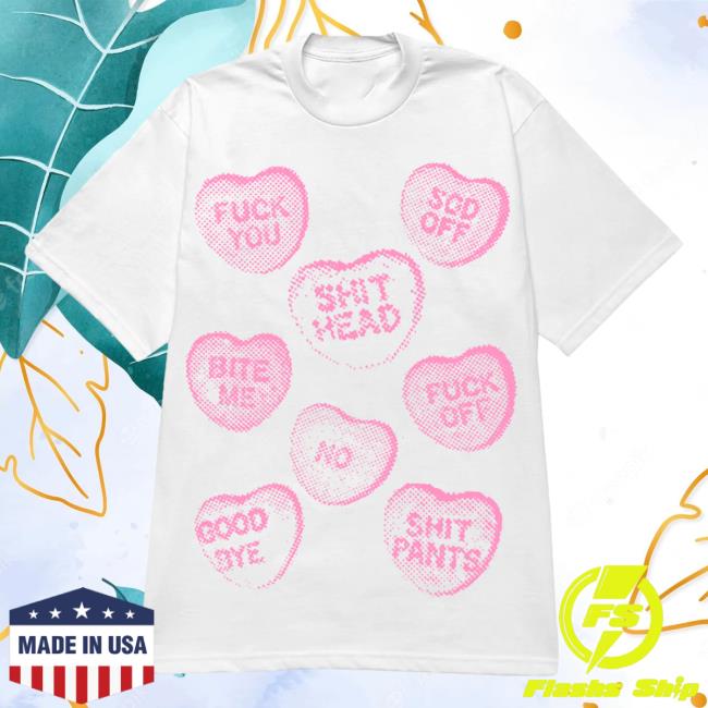 Official Misery Worldwide Bite Me Graphic Print White / Pink Top Shirt