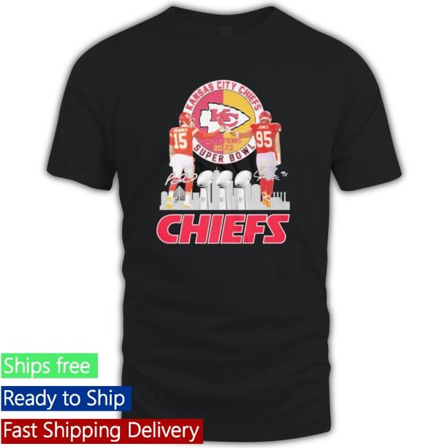 Official Jones And Mahomes Kc Chiefs Super Bowl Lvii Champions 2023 Signatures T-shirt