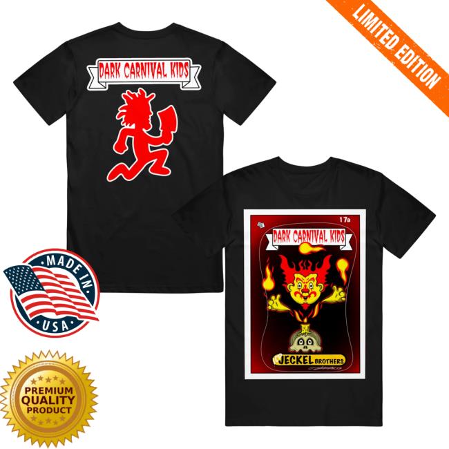 Official Icp Merch Clothing Store Insane Clown Posse Dark Carnival Kids Jack Jeckel Black Shirt 2023