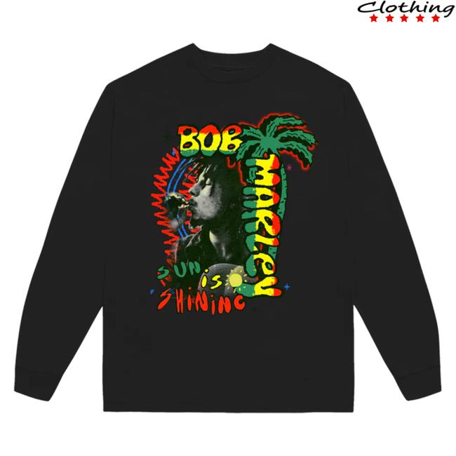 Official Bob Marley Merch Store Shop Bob Marley Sun Is Shining Black LS T Shirt