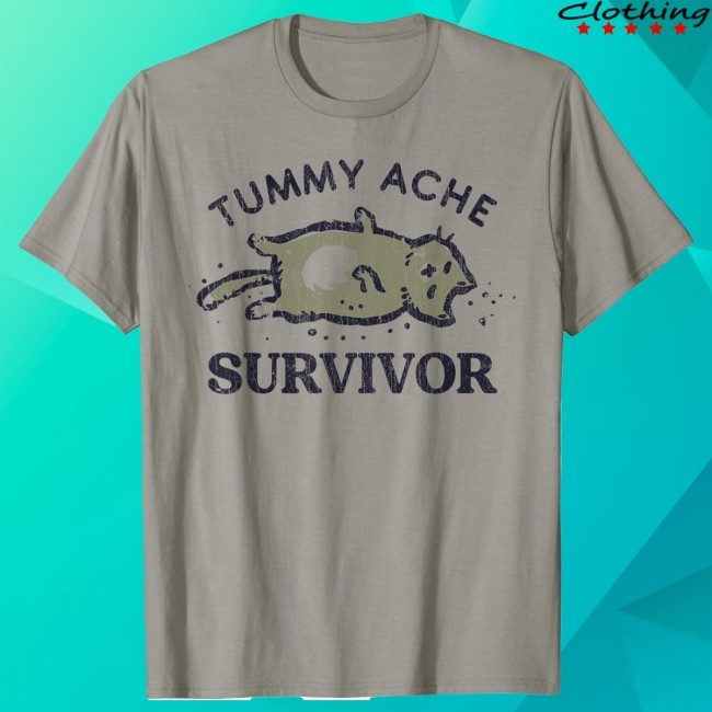 Tummy Ache Survivor Cat Graphic New Tee
