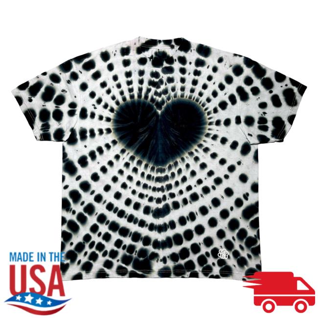 Official The Tie Dye Company Black Filled Heart Spiral Tie Dye Shirt 2023