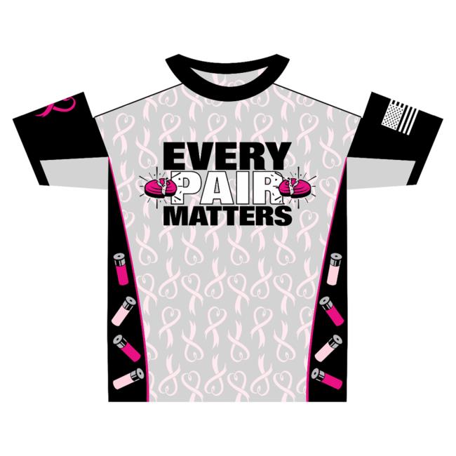 Official Clay Shootingg Every Pair Matters Sublimated Shirts – Breast Cancer Awareness Shirts Grey Crew Neck