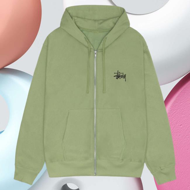 Official Stussy Clothing Store Shop Merch Basic Stüssy Zip Up Crew neck Sweatshirt Moss Apparel