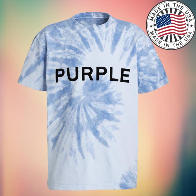 Official Harry Rosen Purple Brand Swirling Tie Dye Design Crewneck Tee Shirt Mid Blue
