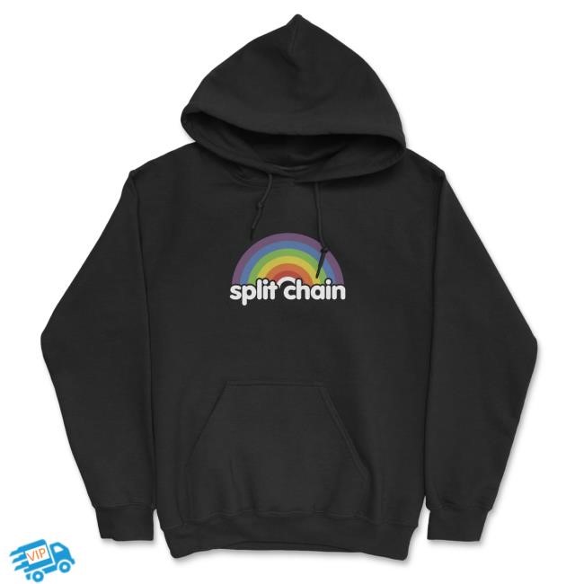 Official Down Right Merch Split Chain - Rainbow Hooded Sweatshirt