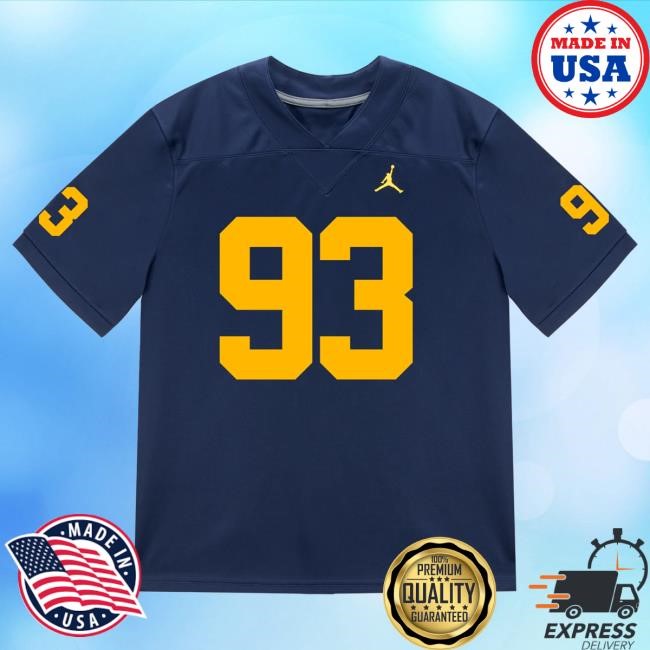 The M Den Michigan Wolverines #93 Benny Patterson Student Athlete Blue Football Jersey Shirt