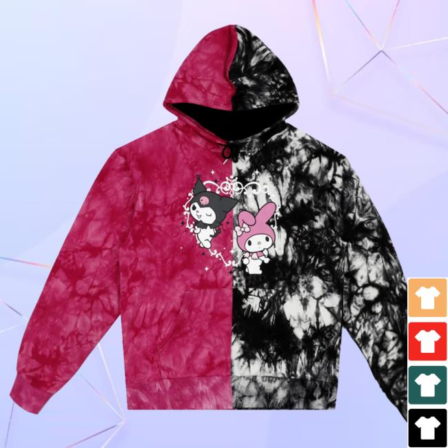Official Sanrio Apparel Clothing Merch Store Shop My Melody & Kuromi x Dumbgood Tie Dye Split Attractive Hoodie