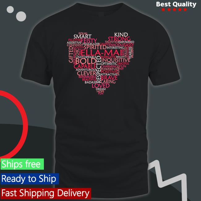Official Love Heart Word Cloud Shape Name Pink Peach Ella Mai Shirt 2022