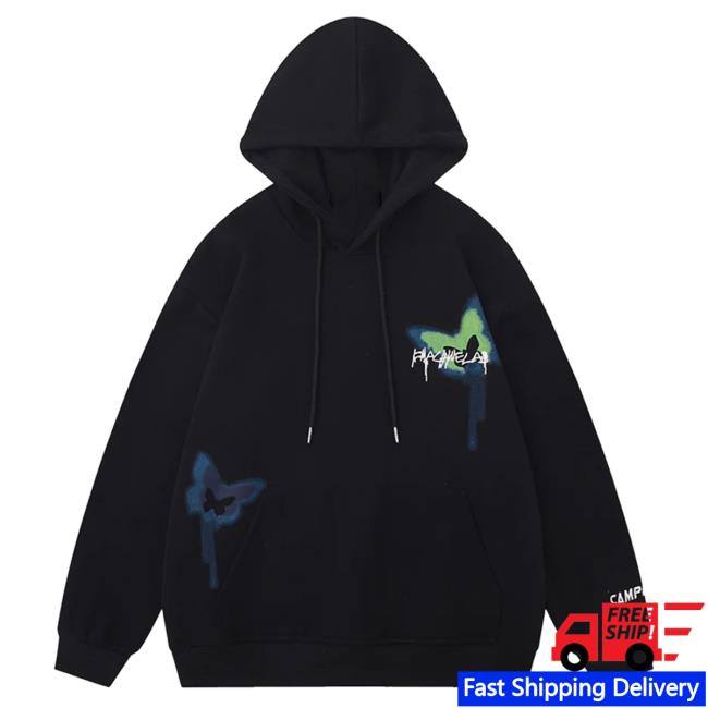 Official Lemandik Graphic Pullover Sweatshirt Black Colorful Butterfly