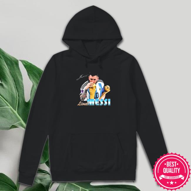 Official Signature Design Lionel Messi Kissing World Cup 2022 Argentina Football Hoodies