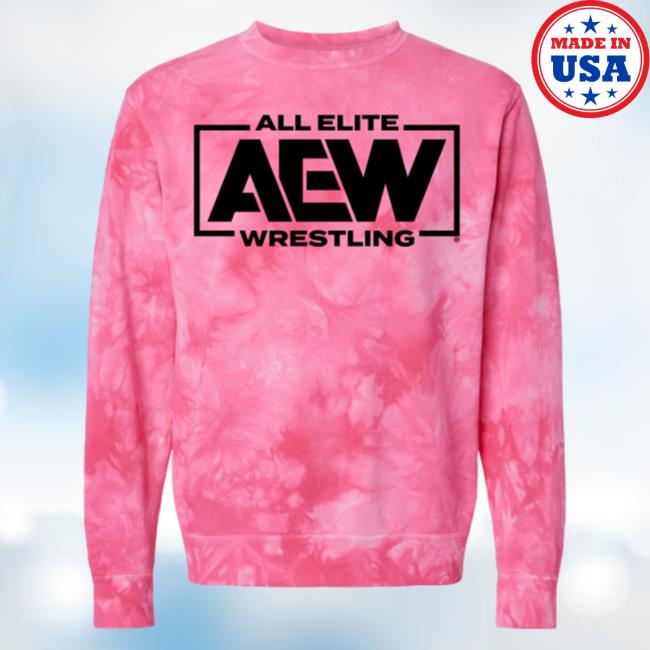 Official Shop Aew Apparel Clothing Merch Store All Elite Wrestling Pink Tie Dye Aew Logo Breast Cancer Awareness Pull Over Hoodie ShopAew
