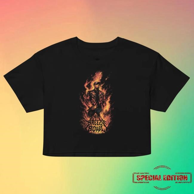 Official Chris Brown Merch BREEZY BOWL FLAME WOMEN'S CROP TOP Tees ChrisBrown