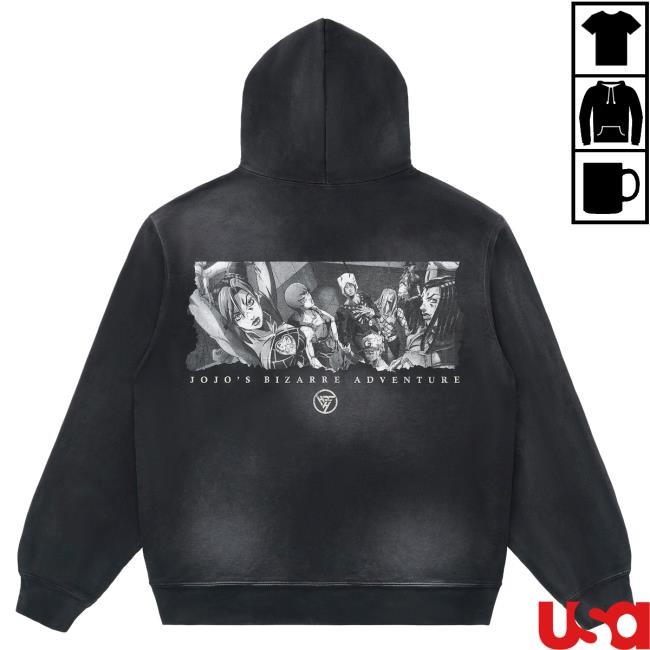 Official Hypland Clothing Merch Store Jojo Stone Ocean Group Attractive Hoodie (Vintage Black)