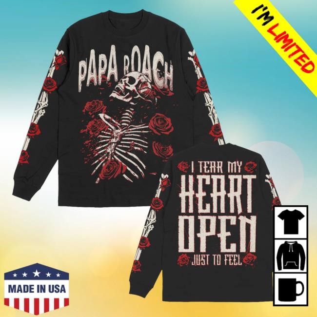 Papa Roach Skeleton & Roses L/S Tee – Papa Roach Merch
