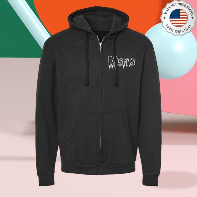 Official Misfits Merch Misfits Holiday Fiend Black Zip Hoodie