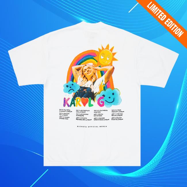 Karol G Merch Msb Tour 2023 Rainbow Long Sleeve Official Karol G Merch Msb Tour 2023 Rainbow White Tee