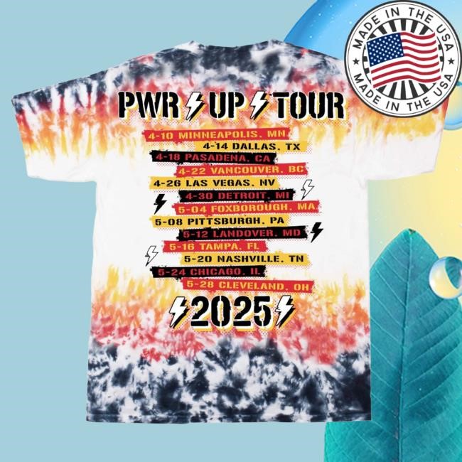 Official AcDc Merch Store Ac/Dc Color Tie Dye PWR UP Tour Shirt