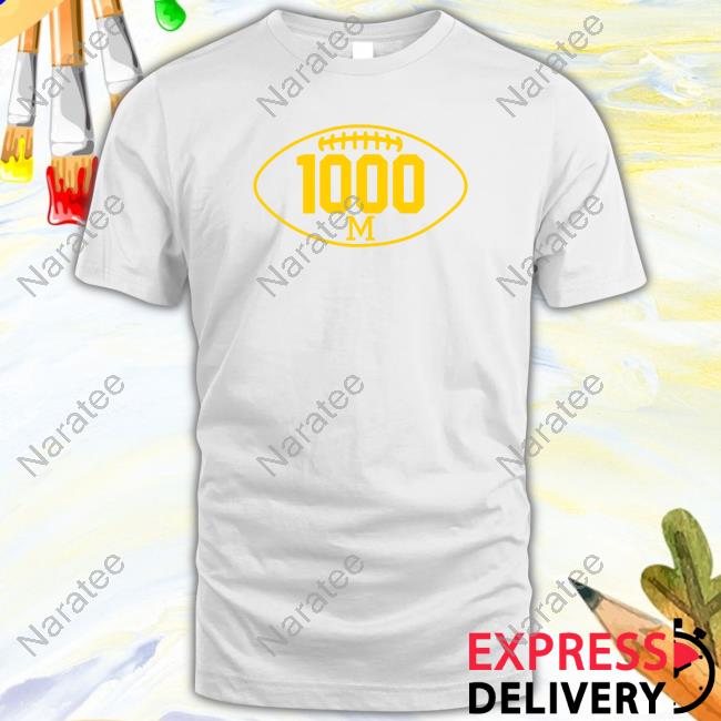 Mden Merch Michigan Football 1000 Wins Navy Logo Tee Mden Merch Michigan Football 1000 Wins Navy Logo Long Sleeve Shirt