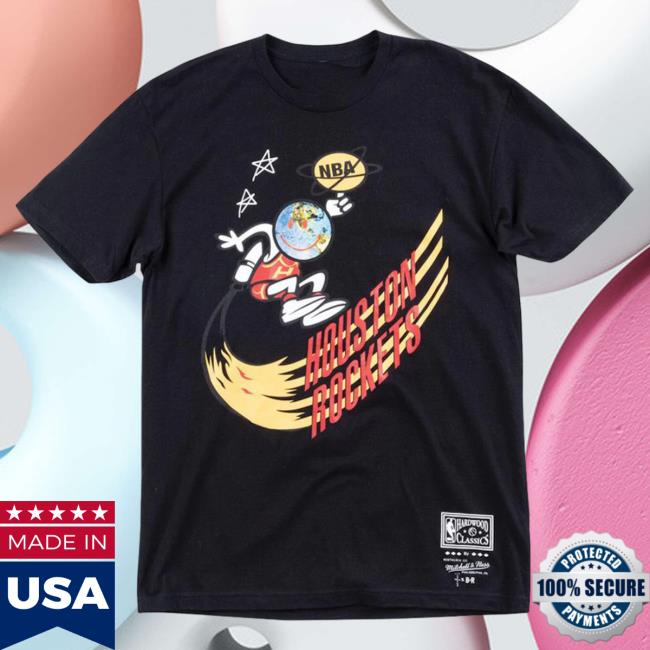 Official Travis Scott Merch Store Travis Scott X Br X Mitchell & Ness Rockets T-Shirts Black TravisScott Shop