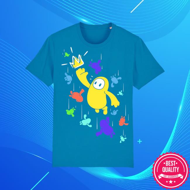 Official Fall Guys Screen Print Blue Hot Shirt