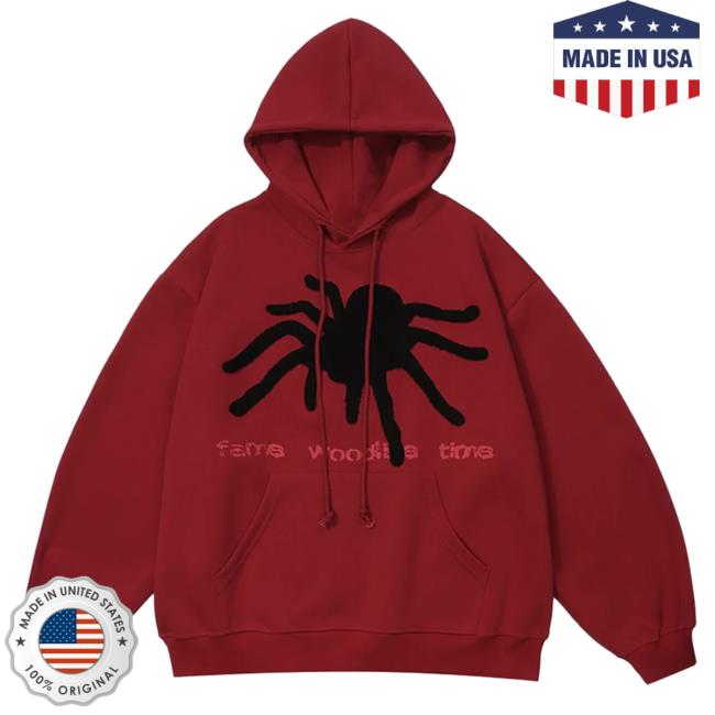 Lemandik Dark Style Pull Over Hoodie Red Flocked Spider