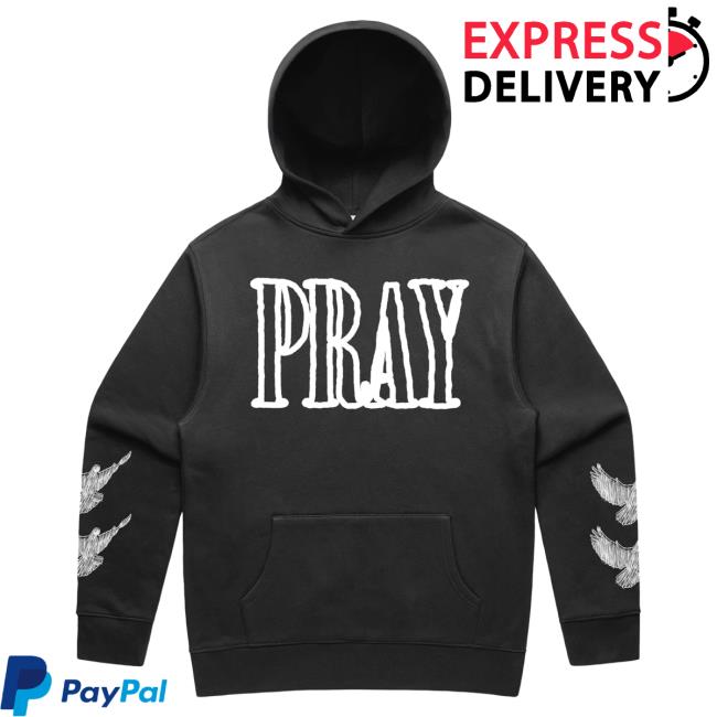 Official God Is Dope Apparel Clothing Shop Pray Popover Sweatshirt (Faded Black/White) GodIsDope