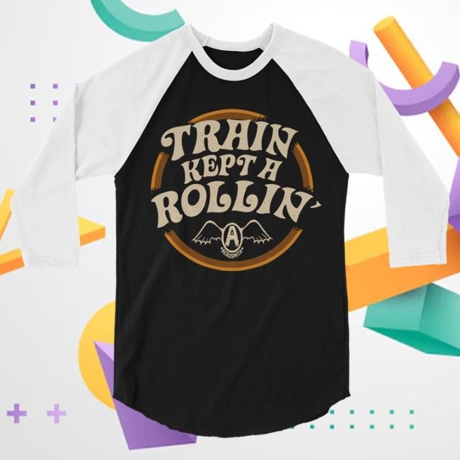 Official Aerosmith Merch Store Train Kept A Rollin' Raglan LongSleeve