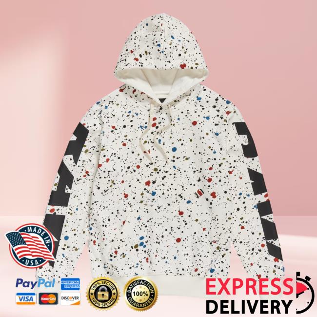 Official G Star Raw Clothing Store Shop Splatter Sleeve Graphic Aop Crew neck Milk Splatter Multi Spots All Over Print Shamrock Gstar