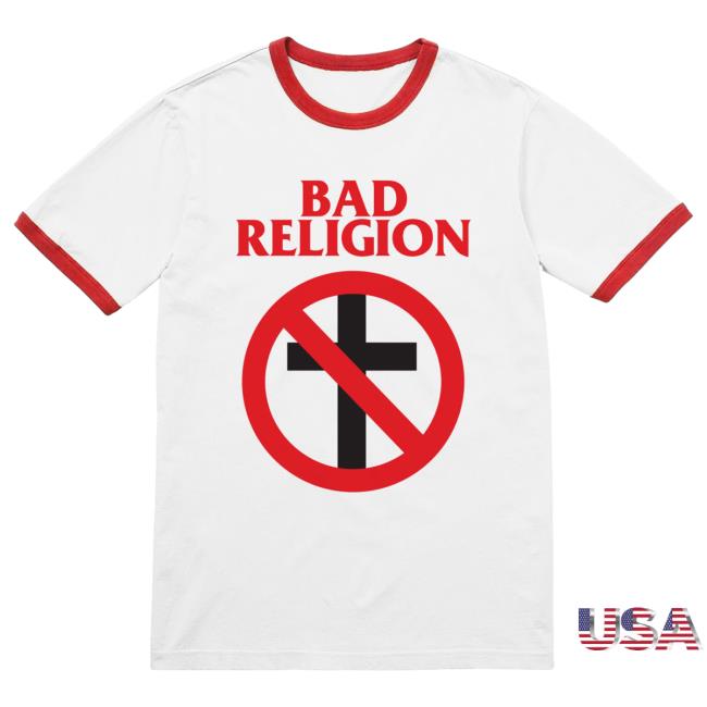 Official Kings Road Merch Store Bad Religion Crossbuster Ringer Shirt (White/Red) BadReligion Kings Road Shop