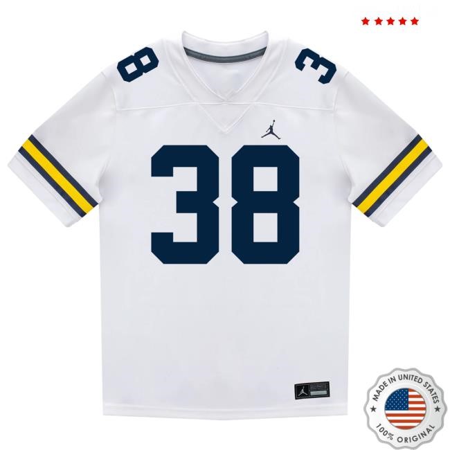 Michigan Wolverines #38 Bryce Wilcox Student Athlete White Football Jersey T Shirt The M Den Shop